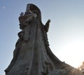 view of the Virgin of the Rock from below