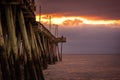 View of Virginia Beach Fishing Pier before sunrise , Virginia Beach, VA Royalty Free Stock Photo