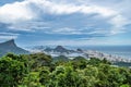 View from Vista Chinesa of Guanabara Bay, Christ Redeemer and Sugarloaf mountain in Rio de Janeiro, Brazil Royalty Free Stock Photo