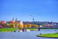 View of Vistula river with St. Stanislaus church, Krakow.