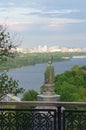 View from Vladimir Hill in Kiev on the monument to Vladimir the Baptist and the Dnieper in Kiev Royalty Free Stock Photo