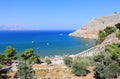 View of Vlicha Bay, Lindos. Rhodes, Greece, Europe. Royalty Free Stock Photo