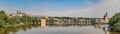 View of the Vltava Embankment, Charles Bridge and St. Vitus Cathedral in Prague, Czech Republic Royalty Free Stock Photo