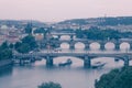 View of the Vltava River and the bridges at night Royalty Free Stock Photo