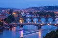 View of the Vltava River and the bridges at night Royalty Free Stock Photo