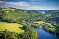 View of Vltava river horseshoe shape meander from Solenice viewpoint, Czech Republic