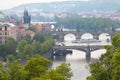 View of Vltava river with main pragues bridges Royalty Free Stock Photo