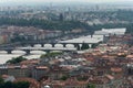 View of Vltava river and Prague city from Saint Vitus Cathedral Royalty Free Stock Photo