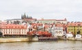 View on Vltava river, Saint Vitus Cathedral and Prague Castle fr Royalty Free Stock Photo