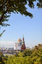 The view of Vodovzvodnaya tower and The Cathedral of Christ the Saviour Royalty Free Stock Photo