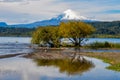View of Volcan Villarrica from Villarrica itself, Chile Royalty Free Stock Photo