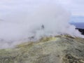 Steaming, sulfuric, active fumaroles. Vulcano island, Italy