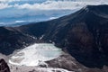 view of the volcanic lake, volcano crater, the summit of the mountain of the volcano Royalty Free Stock Photo