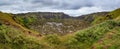 View at volcano crater Rano Kau on Easter Island, Chile Royalty Free Stock Photo