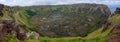View at volcano crater Rano Kau on Easter Island, Chile Royalty Free Stock Photo