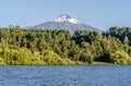 View of volcano Villarica from lake in Pucon Royalty Free Stock Photo