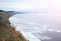 View of the Volga River from a high cliff in the spring afternoon. Royalty Free Stock Photo