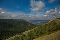 View of the Volga river from the top of the Strelnaya mountain. Royalty Free Stock Photo