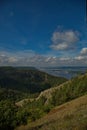 View of the Volga river from the top of the Strelnaya mountain. Royalty Free Stock Photo