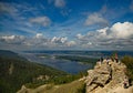 View of the Volga river from the top of the Strelnaya mountain. Royalty Free Stock Photo