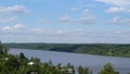 View of the Volga River from a wooden staircase Royalty Free Stock Photo