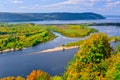 View of the Volga river in the Zhiguli mountains on a clear Sunny day