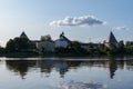 View from Volkhov river to medieval Staraya Ladoga Fortress, Leningrad region, Russia Royalty Free Stock Photo