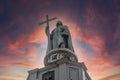 View of Volodymyr The Great monument historical statue with dramatic sky background in Kyiv city Royalty Free Stock Photo