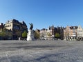 View on Vrijdagmarkt city square in the historic center of Ghent, Belgium