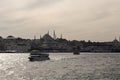 View of vruise tour boats on Golden Horn part of Bosphorus in Istanbul. Royalty Free Stock Photo