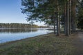 View of the Vuoksi river and it\'s bank in spring, Imatra, Finland Royalty Free Stock Photo