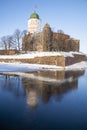 View of the Vyborg Castle on a sunny January day. Leningrad region, Russia