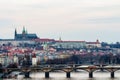 View from the Vysehrad to the castle and river Vltava with bridges, Prague, Czech republic. Travel destination Royalty Free Stock Photo