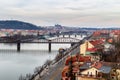 View from the Vysehrad to the castle and river Vltava with bridges, Prague, Czech republic. Travel destination Royalty Free Stock Photo