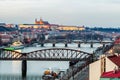 View from the Vysehrad to the castle and river Vltava with bridges, Prague, Czech republic. Travel destination Royalty Free Stock Photo
