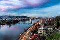 View from the Vysehrad to the castle and river Vltava with bridges, Prague, Czech republic. Travel destination Royalty Free Stock Photo