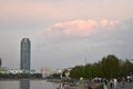 Sunset clouds over the city.