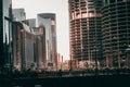 View of Wabash avenue and the skyscrapers in the background in Chicago, Illinois. Royalty Free Stock Photo