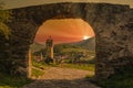 View of Wachau valley with old gate. Spitz. Lower Austria