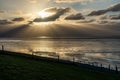 view on the wadden sea of the north sea at low tide at sunset near bernersiel Royalty Free Stock Photo