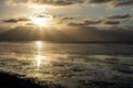 view on the wadden sea of the north sea at low tide at sunset near bernersiel Royalty Free Stock Photo