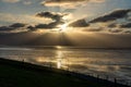 view on the wadden sea of the north sea at low tide at sunset near bernersiel Royalty Free Stock Photo