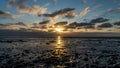 view on the wadden sea of the north sea at low tide at sunset near bernersiel Royalty Free Stock Photo