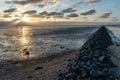 view on the wadden sea of the north sea at low tide at sunset near bernersiel Royalty Free Stock Photo