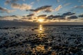 view on the wadden sea of the north sea at low tide at sunset near bernersiel Royalty Free Stock Photo