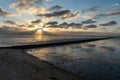 view on the wadden sea of the north sea at low tide at sunset near bernersiel Royalty Free Stock Photo