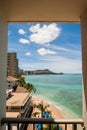 View of Waikiki Beach from Hotel Room Royalty Free Stock Photo