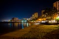 Waikiki Beach at night, Honolulu, Oahu, Hawaii Royalty Free Stock Photo