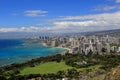 View of Waikiki beach from the top of Diamond Head Crater, Oahu, Hawaii. Royalty Free Stock Photo