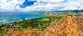 View of Waikiki in Honolulu city from Diamond Head Crater in Oahu Island, Hawaii Royalty Free Stock Photo